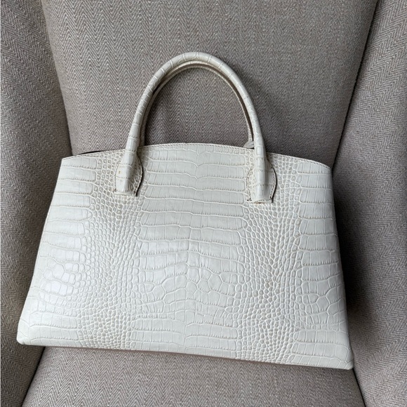 Iacucci Elegant Cream Croc-Embossed Satchel - Picture 3 of 7